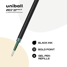 Uniball Signo 207 Impact RT Retractable Gel Pen; 2 Count(Pack of 1) 1.0mm Bold Point Gel Pens| Office Supplies by Uni-ball like Ink Pens; Colored Pens; Fine Point; Smooth Writing Pens; Ballpoint Pens