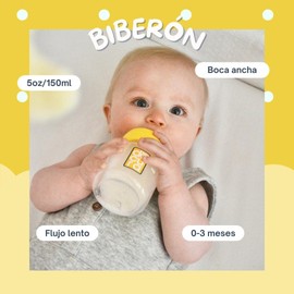 DOCURA - Set 3 Biberones Para Bebé De Boca Ancha, Biberón De 5 oz/150ml Para 0-3 Meses, Silicón Líquido, Mamilas Anti cólicos, Antirreflujo, Libre de BPA, Amarillo