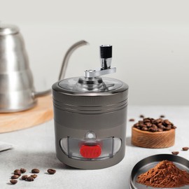 Grinder Hand Crank Spice Mill with Drawer Zinc Alloy Herb Mill for Spice Spices Pepper Mill Salt Mill Spice Mills with Pollen Scraper Cleaning Brush