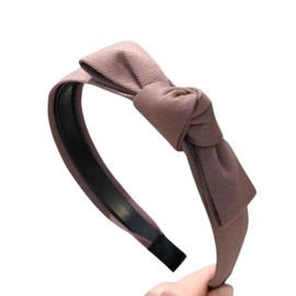Headband Hair Accessory, Hair Clip, Stylish, Adult, Women's, Wide Ribbon, Simple, Large, Painless, Solid Color (Mocha, One Size)