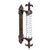 Cast Iron Fleur-de-Lis Wall Thermometer Antique Brown Window Frame Garden