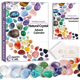 SparklexLab Advent Calendar 2023 - Crystal Advent Calendar for Adults Teens Girls Boys with 24 Gemstones to Open Each Day - Natural Mineral & Crystal for Learning