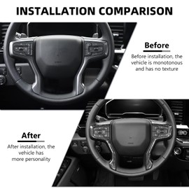 RAZPOY Steering Wheel Trim Cover Compatible with 2019-2022 Chevy Silverado & Suburban 2020-2023 & Tahoe 2021-2023, Black Wood Grain