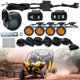 UTV Turn Signal Kit, Universal Street Legal with Rocker Switch, Hazard Light, Plug and Play Blinker Kit Compatible with Polaris, Can-Am, Kawasaki, CFMOTO Pioneer, Pre-Wired