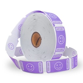 L LIKED 1000 Numbered Purple Smiley Raffle Tickets, Single Ticket Roll for Party Events, Carnival, School Classroom Supplies