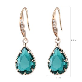 GLESOS Lightweight Drop/Dangle Huggie Earrings,18K Gold Plated Green CZ earrings for Women