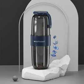 HyJeryty - Funda de plástico para cepillo para polvo de dientes de viaje con cubierta, recipiente portátil para cepillo para polvo de dientes de viaje, recipiente de almacenamiento para escuela, campamento, viajes de negocios, baño