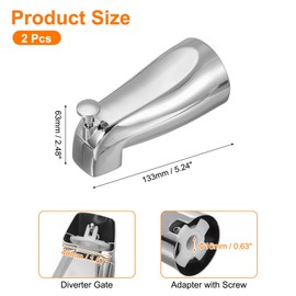 sourcing map 2Pack Slip on Diverter Tub Spout, Zinc Alloy Bath Spout Bathtub Faucet with Pull-Up Diverter for 1/2 Inch Water Tub for Bathroom Kitchen, Silver