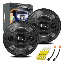 MONDEVIEW 7 Inch LED Headlights H6024 Round Hi/Lo Sealed Beam Compatible with Jeep Wrangler JK LJ TJ Chevy Ford Nissan Hummer, DOT Approved