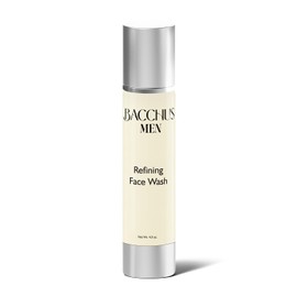 Bacchus Refining Face Wash for Men, Natural and Organic Rich Foaming Daily Facial Cleanser Formulated with Olive Oil, Orange Peel Extract and Tea Tree Oil | Made In USA | 4 oz