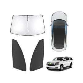 Karltys - Parasol plegable para parabrisas Chevy Suburban 2015-2020, paquete de 3 fundas para ventana delantera y lateral para parabrisas Suburbano, protector de visera reflectante para bloqueo de 99%