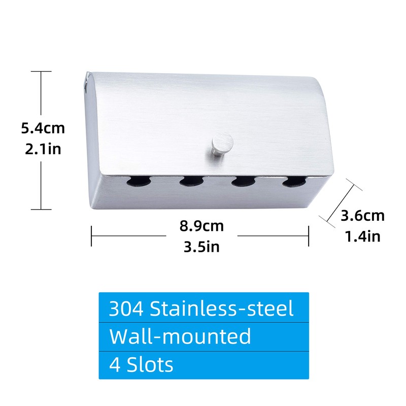 6-Slot Stainless Steel Toothbrush Holder with Cover - Wall Mounted,