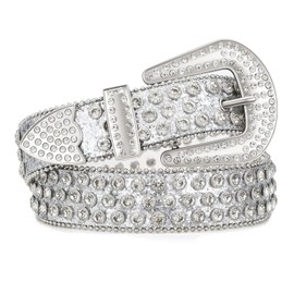 SUOSDEY Men Women Cowboy Rhinestone Belt Western Cowgirl Bling Sequins Diamond Shiny Studded Belt for Jeans