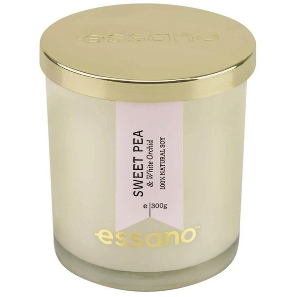 Essano 100% Natural Soy Candle Sweet Pea & White Orchid 300g