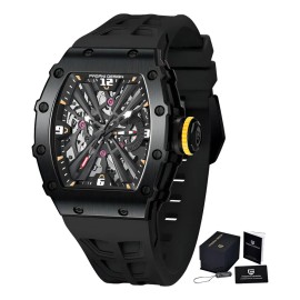 Reloj De Pulsera Analógico Ejecutivo Pagani Design Para Homb Correa Negro Bisel Negro Fondo Negro