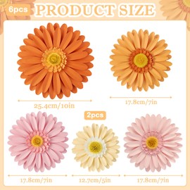EASY JOY Daisy Paper Flower Wall Decoration Artificial Paper Flowers Backdrop Pink Orange Giant Tissue Flowers Spring Birthday Party Decorations for Garden Baby Showers Wedding Tea Party Decor
