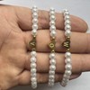 ALRNBY Gold Pearl Initial Bracelet for Women Dainty Pearl Bead