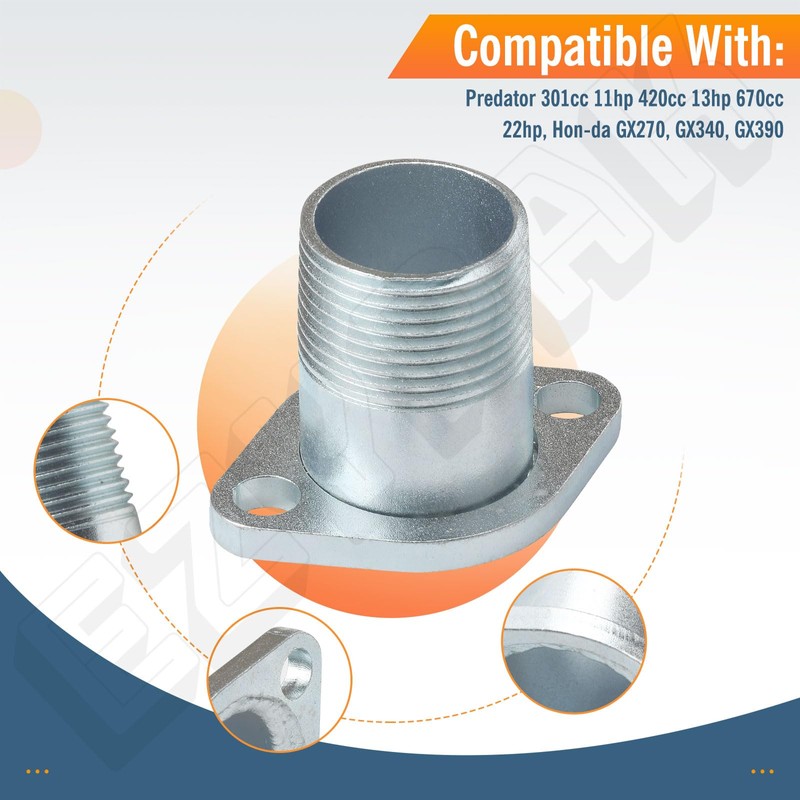 1" Threaded Exha-ust Flange Compatible With Predator 301 340 390