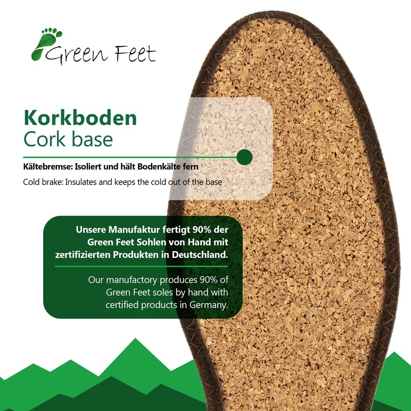 Real Warm Lambskin Insole, Brown, Cork or Texon, Made in