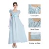 CR ROLECOS Regency Dresses for Women Puff Sleeves Empire Waist