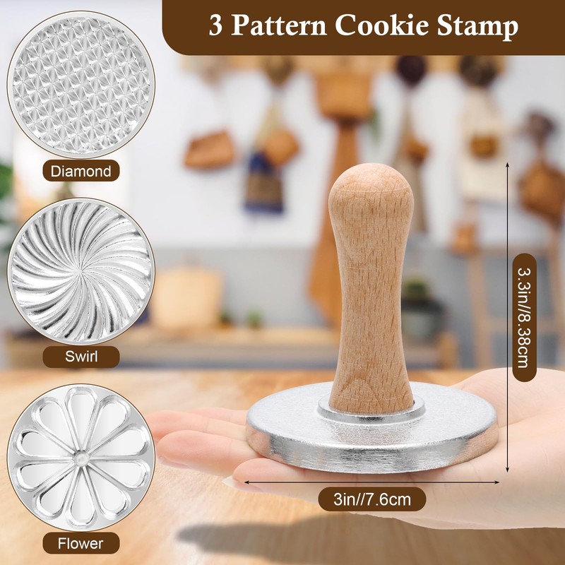 3+5 Cookie Stamps Biscuit Cutter Set, Luxiv 3 Molds Metal