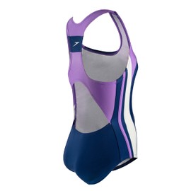Speedo Girl's Swimsuit, One Piece Infinity Splice Thick Strap, Sweet Taro, size 12