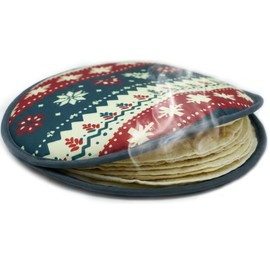 Sophix Tortilla Warmer Pouch - 12-Inch Large Size - This Thermal Insulated Fabric Holder Keeps Tortillas, Naan Bread, and Pizza Rolls Warm for up to One Hour (Christmas Design)