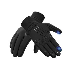 INBIKE Cycling Gloves, Winter Gloves, Outdoor Gloves, Ski Gloves, MTB Mountain Bike Gloves, Running Gloves, Men and Women, Touch-Sensable, Winter, Warm, Windproof, Black, L