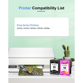 Mooxrbog 68 Ink Cartridges Black Color Combo Pack Compatible with HP 68 Ink Replacement for 68 Envy 6552e 6555e 6558e 6155e 6152e Printer 2-Pack (1 Black/1 Tri-Color)