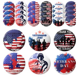 48 Pcs Veteran Button Pins, Veterans Day American Flag Lapel Pins Veterans Day Gifts, Veterans Day Decorations for Men Patriotic Accessories Costume Decorations