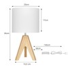 EDISHINE Wooden Bedside Lamp, Tripod Table Lamp, E27 Socket, Vintage