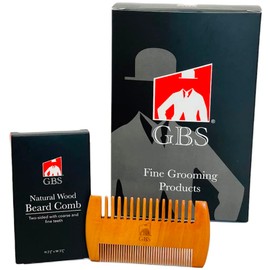 G.B.S Peine de barba de 2 caras de madera natural duradero. Peine de bolsillo antiestático, dientes finos, ideal para bálsamos, aceite, cera, suavizante, estilo domesticado, multiusos, rizado, fino, grueso y bigote