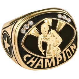 Express Medals Champion Wrestling Wrestler Trophy Ring in Sizes 6 to 15 with Award Display Stand Case and Neck Display Ball Style Chain 11