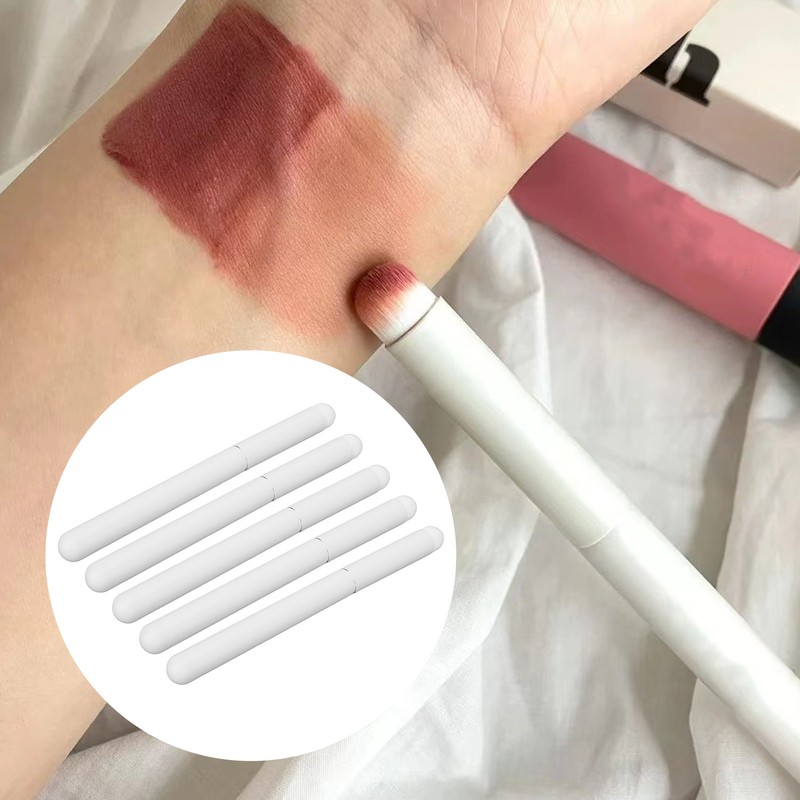 5Pcs Lip Brush Round Head Comfortable Artificial Fibre Makeup Tool