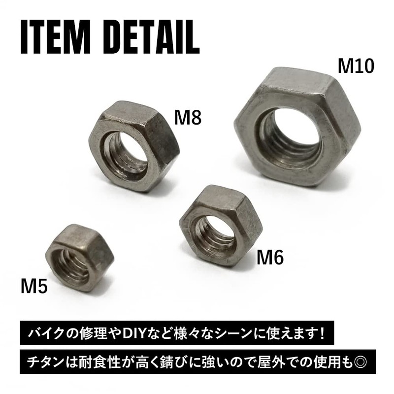 TITAN MANIA Hex Nut, M5, M6, M8, M10, Made of