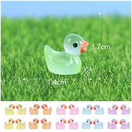 Mini Luminous Resin Ducks, Granmagazz 120 Pcs Mini Ducks, Luminous Resin Ducks, Tiny Ducks for Family Crafts Aquarium Garden Landscape Dollhouse Ornament Potted Decorations DIY (Multicolored)