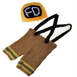 Vrw New B1 Crochet Firefighter Baby Boy Photo Props Infant Kid Hat Clothes Set Knitted Newborn Hat Pants Set for Photography (0-6 Month Yellowcolor) Gold