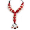 Avalaya Red Wood Bead with Sea Shell Element Tassel Black