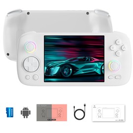 RG 406H Retro Handheld Game Console with 4-inch IPS Screen RGB Lighting Handheld Gaming Console with Android 13 System and 128G TF Card 5000mAh Battery White
