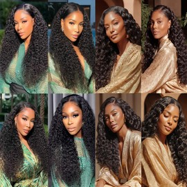 BilltiiWW Black Human Hair Weave Water Wave Hair Bundles Brazilian 20 22 24 Inch Color #1B Water Wave Bundles Hair Extensions Soft and Silky for Women