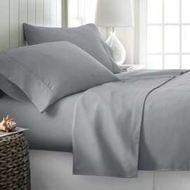 Ropa De Cama 1000 Thread Count 100% Egyption Cotton Super Soft Flat Bed Sheet, UK Double Flat Sheet - Silver Grey