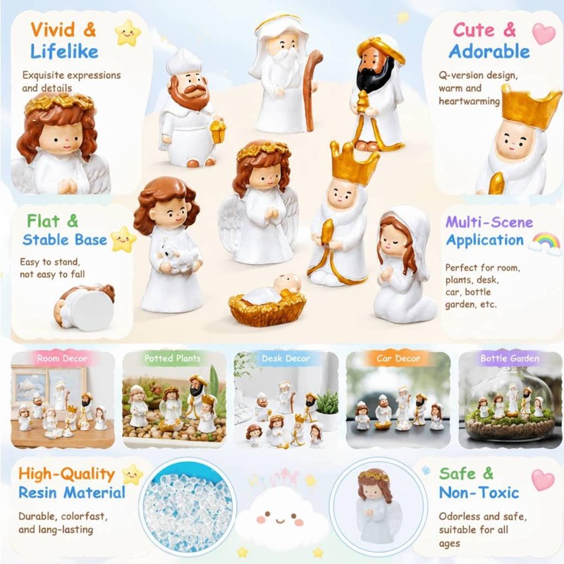Miniature Resin Angel Figurines Set-8PCS, Tiny Figures for DIY Landscape