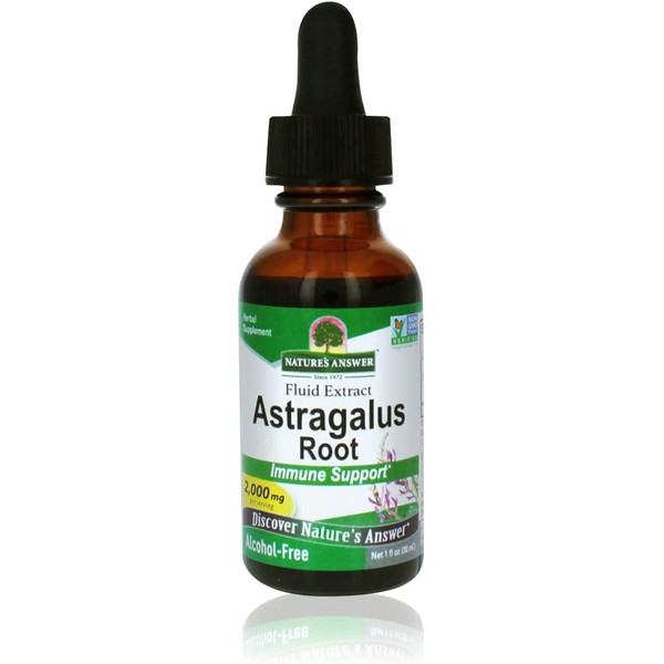 Nature's Answer Astragalus Root Alcohol Free Herbal Supplement 1 Ounce ( 2 Pack ) | Immune Support | Promotes Cardiovascular Health | Natural Stress Reliever