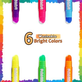 AMFUN Paint Sticks,6 Pack Washable Tempera Paint Sticks-Quick Drying, No Mess, Non-Toxic, Colors Assorted,Twist Up & Down, Easy-to-Use& Clean Up, Kids Paint Pens for for Arts and Crafts Project