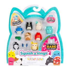 Squish-a-longs Mini-Squish 8-Pack (Wave 3, Style 4) - Clownfish, Elephant, Skunk, Brown Bulldog and more