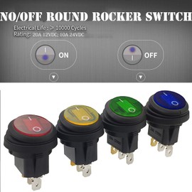 QOFOWIN Interruptor de palanca de 12 V, impermeable, LED ON/OFF, interruptor basculante SPST con cables pre-soldados, 12 V 20 A/24 V 10 A interruptores para coche, luz, camión, prueba (4 piezas + cable) (verde), Rojo