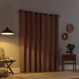 Archaeo Textured Linen Blend Grommet Top Curtain, 50" x 84", Pecan Brown