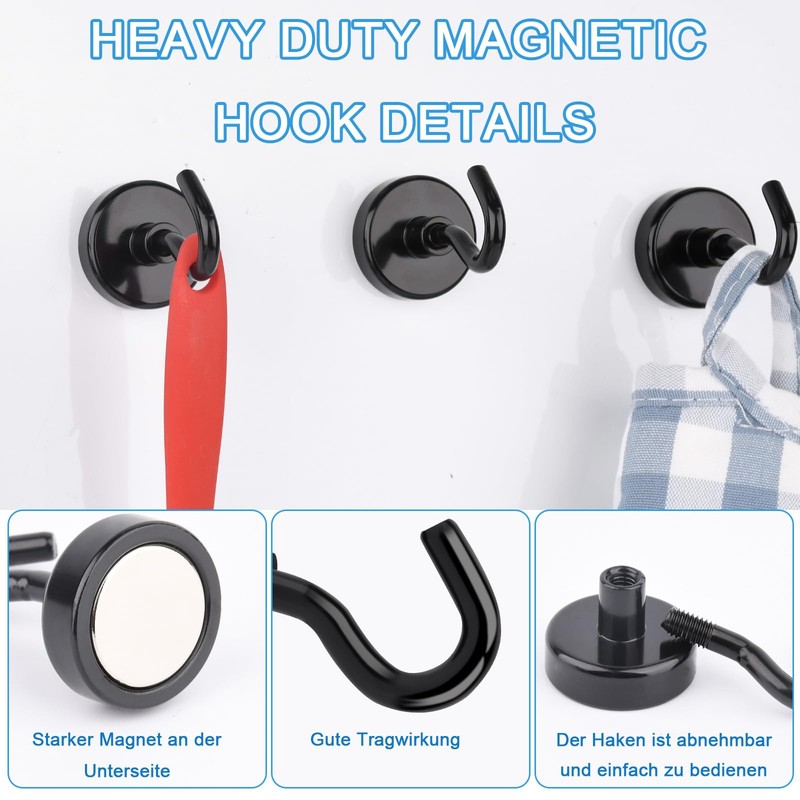 Aenienoe Pack of 20 Magnetic Hooks Small Strong Magnets with