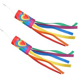 Rainbow Windsock, 2pc Colorful Spiral Windsock Rainbow Windsock Outdoor Hanging Decoration 40Inch Windsock Weatherproof Garden Windsock for Outdoor Backyard Colorful Flag (Rainbow Windsock-1)