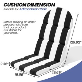 Crestlive Products Adirondack Chair Cushion, 50 x 19.6 x 2.3 inch, Thickening, Water Resistant, Fade Resistant Cushion for Adirondack Chair, Black White Stripe
